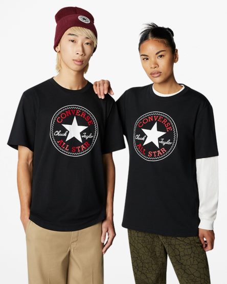 Men's Converse Go-To All Star Patch Standard Fit T-Shirts Black | AU 05861T